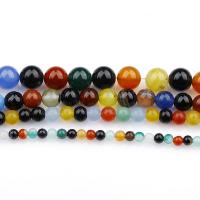 Naturlige regnbue Agate perler, Runde, du kan DIY, flerfarvede, Solgt Per 38 cm Strand