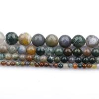 Prirodni indijski ahat perle, Indijski Agate, Krug, možete DIY, miješana boja, Prodano Per 38 cm Strand