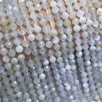 Moonstone Beads, Månesten, Runde, du kan DIY & facetteret, hvid, 5mm, Solgt Per 38 cm Strand