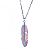 Zink Alloy Fjäder Halsband, Feather, färgrik pläterade, mode smycken, flerfärgad, 15x61mm, Längd 45 cm, Säljs av PC