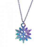 Zinek Vánoční Přívěsky, Sněhová vločka, barevné á, módní šperky, multi-barevný, 16x20mm, Délka 50 cm, Prodáno By PC