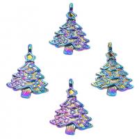 Zinek Vánoční Přívěsky, Vánoční strom, barevné á, módní šperky, multi-barevný, 18x24mm, Délka 50 cm, Prodáno By PC