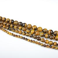Tiger Eye Beads, Runde, poleret, du kan DIY, blandede farver, Solgt Per 39 cm Strand