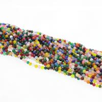Perles en marbre naturel, marbre teint, Rond, DIY, multicolore, 3mm, Vendu par 39 cm brin