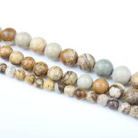 Picture jaspis perler, Picture Jasper, Runde, poleret, du kan DIY, blandede farver, Solgt Per 39 cm Strand