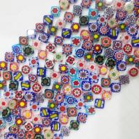 Millefiori Scheibe Lampwork Perlen, Millefiori Lampwork, Rhombus, poliert, DIY, gemischte Farben, verkauft per 39 cm Strang