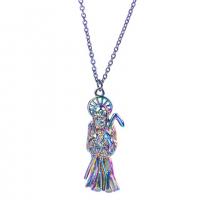 Zinc Alloy Skull Pendants colorful plated fashion jewelry & Halloween Jewelry Gift multi-colored Length 50 cm Sold By PC