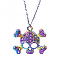 Zinc Alloy Skull Pendants colorful plated fashion jewelry & Halloween Jewelry Gift multi-colored Length 45 cm Sold By PC