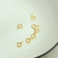 Brass Spring Ring Κούμπωμα, 925 ασημένιο ασήμι, χρώμα επίχρυσο, DIY, 5mm, Sold Με PC