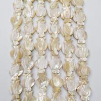 Perles de coquillage jaune naturel, coquille jaune, hibou, poli, DIY, beige clair, 15x20mm, Vendu par 39 cm brin