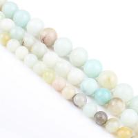 Amazonit Perlen, rund, poliert, DIY, gemischte Farben, verkauft per 39 cm Strang