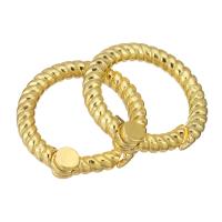 Brass Spring Ring Lukko, Messinki, kullan väri kullattu, 18x18x4mm, 10PC/erä, Myymät erä