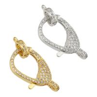 Brass Lobster Clasp plated micro pave cubic zirconia 28mm Sold By Lot