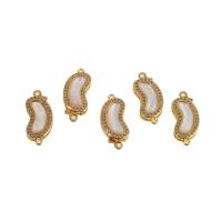 Brass Bayonet Clasp with Shell Bean real gold plated micro pave cubic zirconia golden Sold By PC