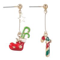 أقراط عيد الميلاد, سبائك الزنك, تصميم عيد الميلاد & مجوهرات الموضة & للمرأة & مينا, 39x13mm, تباع بواسطة زوج
