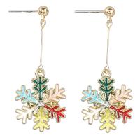Christmas Earrings Zinc Alloy Snowflake Christmas Design & fashion jewelry & for woman & enamel & with rhinestone multi-colored Sold By Pair