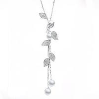 Collier en alliage de zinc Pull, avec perle de plastique, bijoux de mode & avec strass, Longueur 65 cm, Vendu par PC