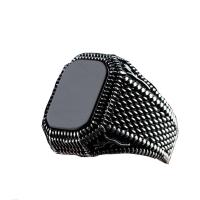 Zinc Alloy Finger Ring with Black Agate Sold By Lot