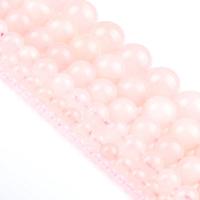 Luonnollinen Ruusukvartsi helmiä, Pyöreä, kiiltävä, tee-se-itse, vaaleanpunainen, Myyty Per 39 cm Strand