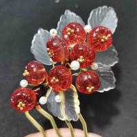 Lampwork Hair Accessories DIY Findings, Flower, more colors for choice, 14x14mm, Sold By PC