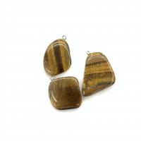 Natural Tiger Eye Pendants with Iron Nuggets polished mixed colors 17-24mm Sold By PC