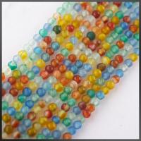 Prirodni Rainbow ahat perle, Višenamjenski agat, Krug, uglađen, možete DIY & faceted, multi-boji, 3mm, Prodano Per 38 cm Strand