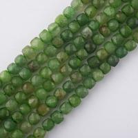 Jade korálky, Jade Kanada, Kostka, lesklý, DIY & tváří, zelený, 4mm, Prodáno za 38 cm Strand