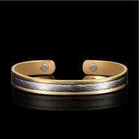 laiton bracelet manchette, avec Aimant, Plaqué d'or 18K, pour femme, couleurs mélangées, 8mm, Longueur 17 cm, Vendu par PC