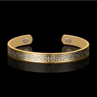 laiton bracelet manchette, avec Aimant, Plaqué d'or 18K, pour femme, couleurs mélangées, 7.80mm, Longueur 17 cm, Vendu par PC
