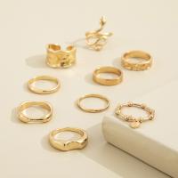Cink Alloy Ring Set, Cink ötvözet, kilenc darab & divat ékszerek & a nő, aranysárga, Által értékesített Set