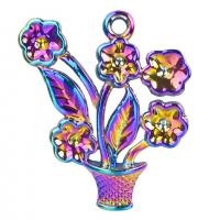 Wisior ze stopu cyku w kształcie kwiatu, Stop cynku, Platerowane kolorem, biżuteria moda, wielokolorowy, 43x51mm, długość 50 cm, sprzedane przez PC