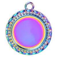 Liga de zinco Pendant Cabochon Ambiente, platinado colorido, joias de moda, multi colorido, 28x32mm, comprimento 50 cm, vendido por PC