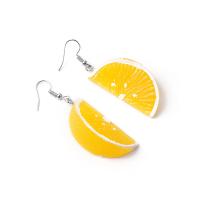 Resin Earring with Zinc Alloy Orange for woman yellow Sold By Lot