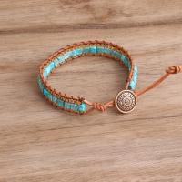 Fashion Turquoise Bracelets Zinc Alloy with PU Leather Cord & turquoise Adjustable & Unisex blue Sold By PC
