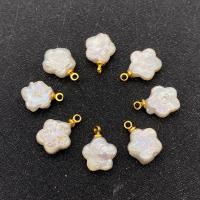 Freshwater Pearl Pendants with Brass Flower gold color plated fashion jewelry & DIY white Sold By PC