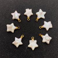Sladkovodní Pearl Přívěsky, s Mosaz, Hvězda, barva pozlacený, módní šperky & DIY, bílý, 12x15mm, Prodáno By PC