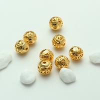 Messing hohle Perlen, rund, 14 K vergoldet, DIY, frei von Nickel, Blei & Kadmium, 11mm, verkauft von PC