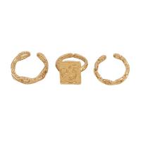 Cink Alloy Ring Set, Cink ötvözet, három darab & divat ékszerek & a nő, aranysárga, Által értékesített Set