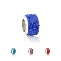Zinc Alloy European Beads Rondelle plated DIY & with rhinestone nickel lead & cadmium free Sold By Bag