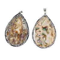 Natural Abalone Shell Pendants Brass with Rhinestone Clay Pave & Abalone Shell Teardrop mixed colors Sold By PC