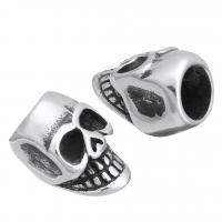 Stainless Steel Large Hole Beads Skull original color Approx 6mm Sold By Lot