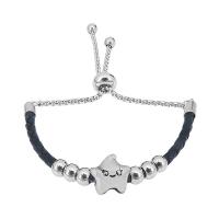 Cowhide Bracelet 316 Stainless Steel with Leather & 304 Stainless Steel With Pendant & Unisex mixed colors Length 7.5 Inch Sold By PC