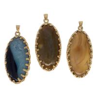 Agate Jewelry Pendants Brass with Agate Flat Oval Sold By PC