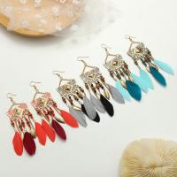 Mode Feather Earring, Zinc Alloy, met Veer, mode sieraden & voor vrouw & glazuur, meer kleuren voor de keuze, 120x25mm, Verkocht door pair
