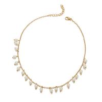 Plastic Pearl Necklace Zinc Alloy with Plastic Pearl gold color plated fashion jewelry golden Sold By PC