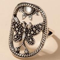Zinc Alloy Finger Ring gun black plated fashion jewelry & butterfly design black Sold By PC