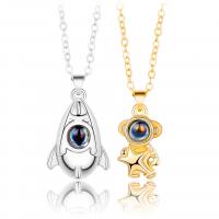 Couple Necklace Zinc Alloy with brass chain with 1.96inch extender chain Astronaut plated 2 pieces & for couple nickel lead & cadmium free Length Approx 21.6 Inch Sold By Set