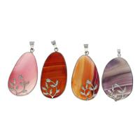 Lace Agate Pendants Brass with Lace Agate Sold By PC