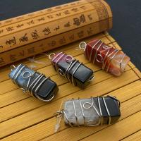 Agate Jewelry Pendants with Brass Rectangle platinum color plated Sold By PC