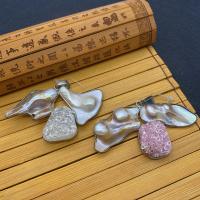 Sladkovodní Pearl Přívěsky, Přírodní kámen, s perla & Mosaz, á, multi-barevný, nikl, olovo a kadmium zdarma, 41x75mm, Prodáno By PC
